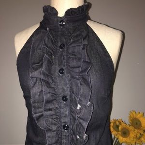 Ruffle Denim Mini Dress From 7 for All Mankind